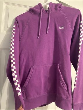 Vans Women’s Purple Checkerboard Sleeve Crewneck Hoodie